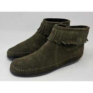 Women’s Aerosoles Moccasin Linbo Ankle Boots Green‎ Suede 8M